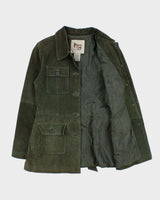 Vintage Y2K 00s H&amp;G Olive Women's Lightweight Suede Belted Utility Jacket - L