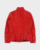 Vintage Danier Zip-up Bright Red Leather Moto Jacket - M