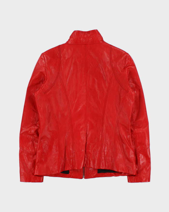 Vintage Danier Zip-up Bright Red Leather Moto Jacket - M