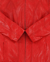 Vintage Danier Zip-up Bright Red Leather Moto Jacket - M