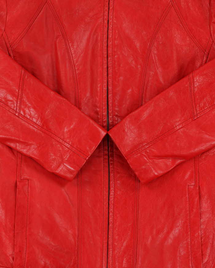 Vintage Danier Zip-up Bright Red Leather Moto Jacket - M