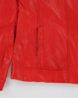 Vintage Danier Zip-up Bright Red Leather Moto Jacket - M