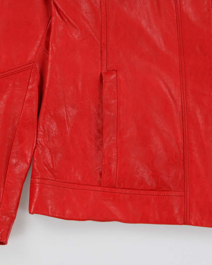 Vintage Danier Zip-up Bright Red Leather Moto Jacket - M