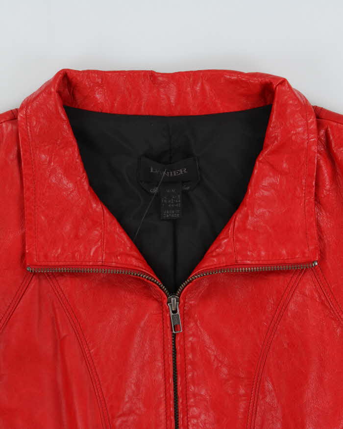 Vintage Danier Zip-up Bright Red Leather Moto Jacket - M