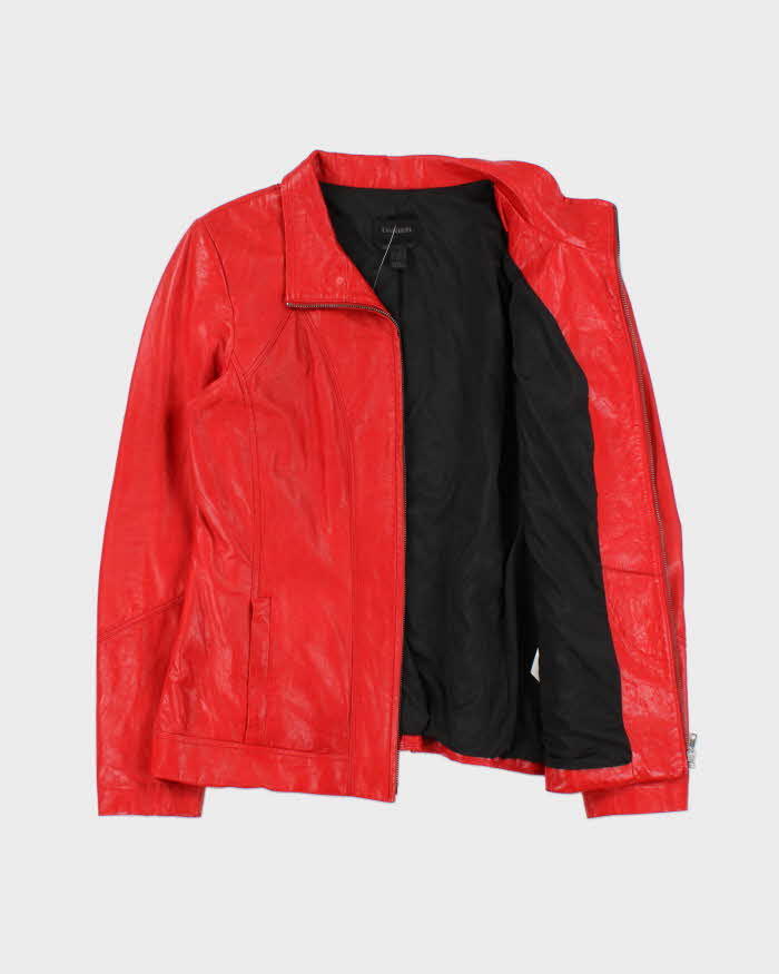 Vintage Danier Zip-up Bright Red Leather Moto Jacket - M