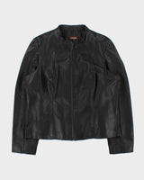 Vintage 2000s Danier Collarless Leather Moto Jacket - XL