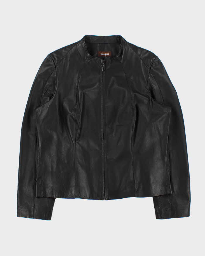 Vintage 2000s Danier Collarless Leather Moto Jacket - XL