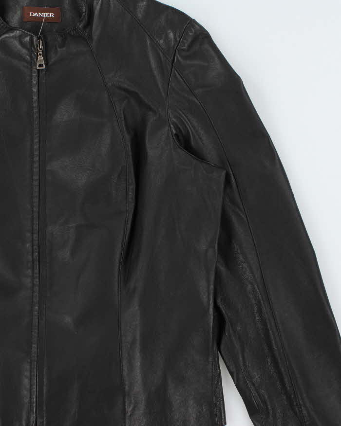 Vintage 2000s Danier Collarless Leather Moto Jacket - XL