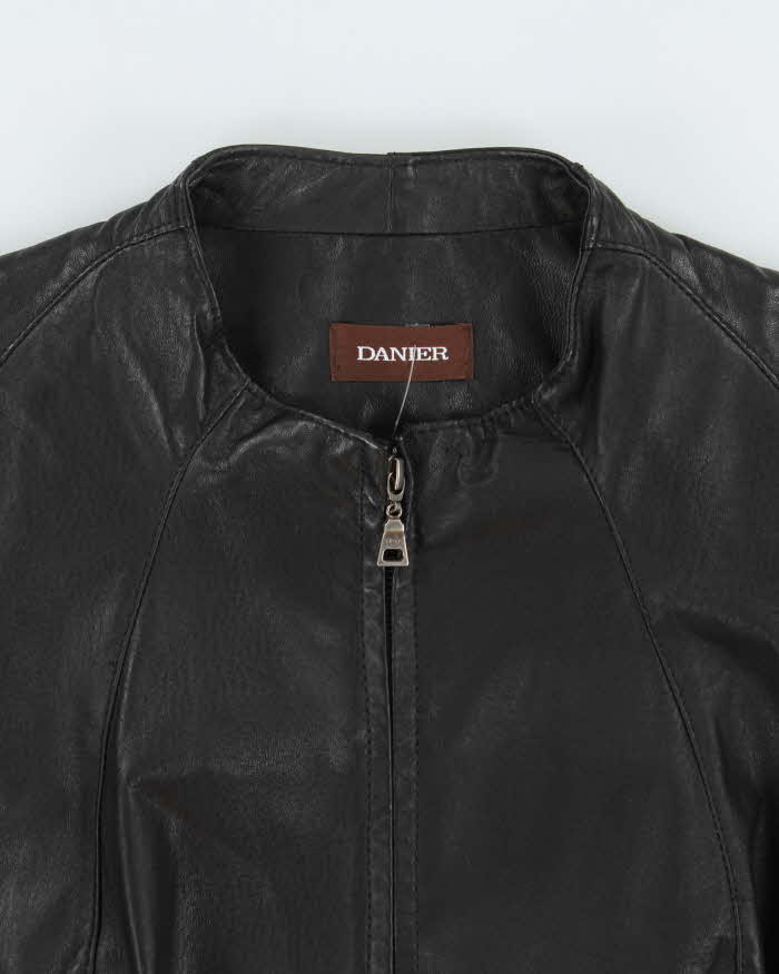 Vintage 2000s Danier Collarless Leather Moto Jacket - XL