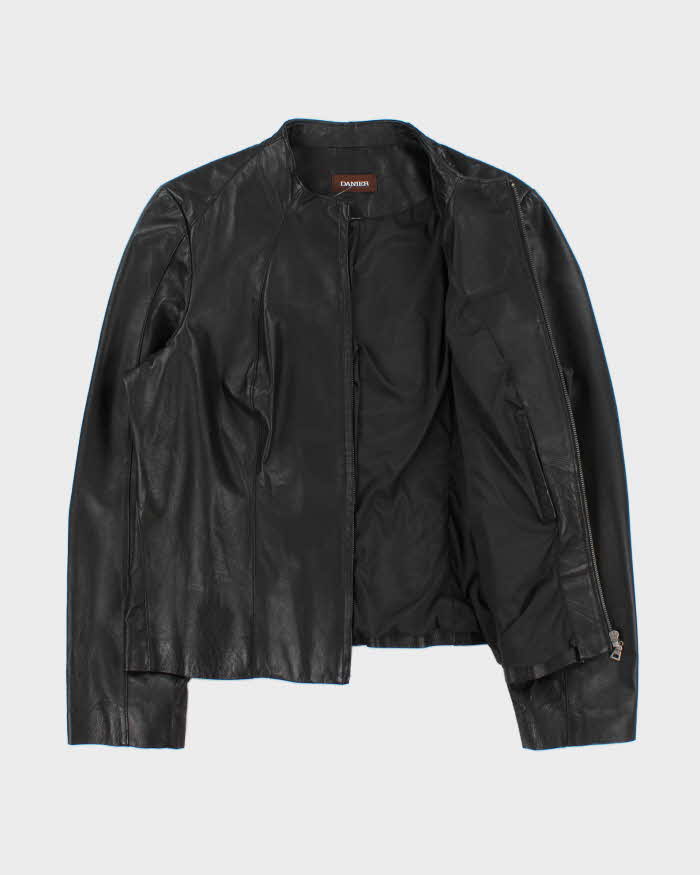 Vintage 2000s Danier Collarless Leather Moto Jacket - XL