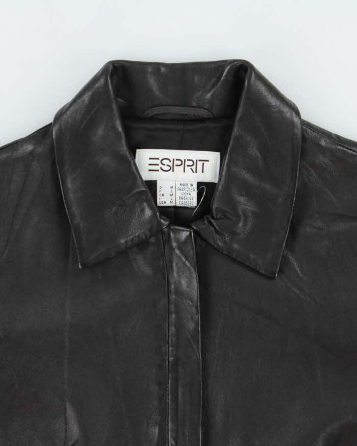 Vintage 2000s Esprit Zip-up Collared Leather Moto Jacket - M