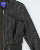 Jimmy Choo For H&amp;M Women's Lambskin Leather Cafe Racer Moto Jacket - S