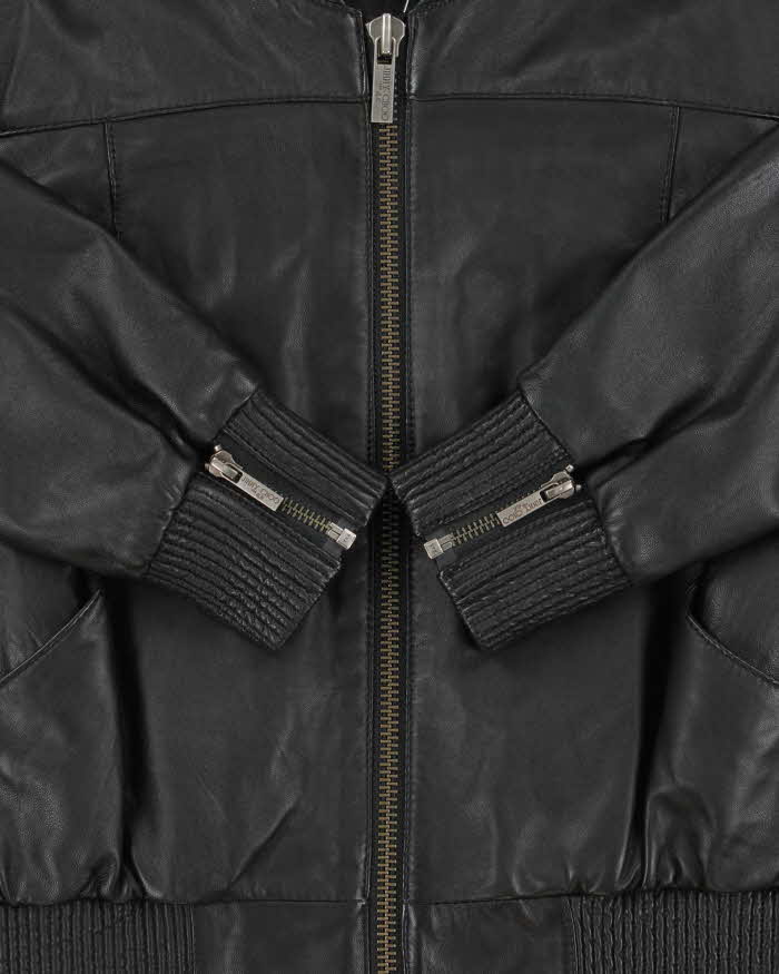 Jimmy Choo For H&amp;M Women's Lambskin Leather Cafe Racer Moto Jacket - S