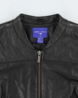 Jimmy Choo For H&amp;M Women's Lambskin Leather Cafe Racer Moto Jacket - S