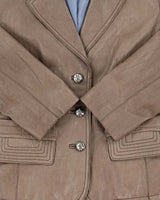Vintage Y2K 00s Danier Women's Peanut Contrast Stitch Calfskin Leather Blazer Jacket - M