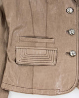 Vintage Y2K 00s Danier Women's Peanut Contrast Stitch Calfskin Leather Blazer Jacket - M
