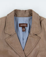 Vintage Y2K 00s Danier Women's Peanut Contrast Stitch Calfskin Leather Blazer Jacket - M