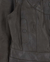 Vintage Y2K 00s Suzy Shier Women's Bistre Brown Leather Buttoned Jacket - L