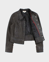 Vintage Y2K 00s Suzy Shier Women's Bistre Brown Leather Buttoned Jacket - L