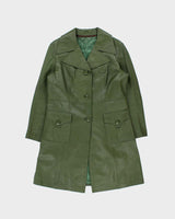 Vintage 1970s Women's Cactus Green Calfskin Leather Made In USA Mid Length Mac Jacket - M