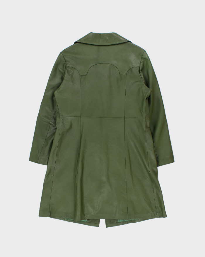 Vintage 1970s Women's Cactus Green Calfskin Leather Made In USA Mid Length Mac Jacket - M