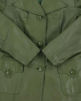 Vintage 1970s Women's Cactus Green Calfskin Leather Made In USA Mid Length Mac Jacket - M