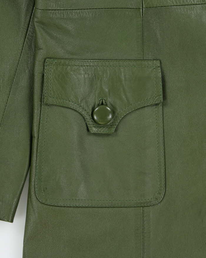 Vintage 1970s Women's Cactus Green Calfskin Leather Made In USA Mid Length Mac Jacket - M