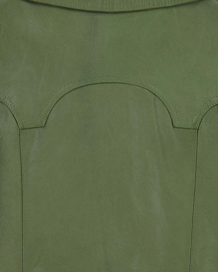 Vintage 1970s Women's Cactus Green Calfskin Leather Made In USA Mid Length Mac Jacket - M