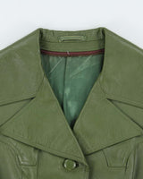 Vintage 1970s Women's Cactus Green Calfskin Leather Made In USA Mid Length Mac Jacket - M