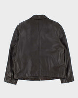 Vintage Y2K 00s Eddie Bauer Women's Chocolate Lambskin Leather Moto Jacket - L