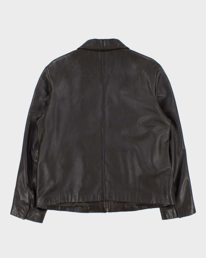 Vintage Y2K 00s Eddie Bauer Women's Chocolate Lambskin Leather Moto Jacket - L