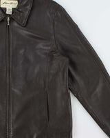 Vintage Y2K 00s Eddie Bauer Women's Chocolate Lambskin Leather Moto Jacket - L