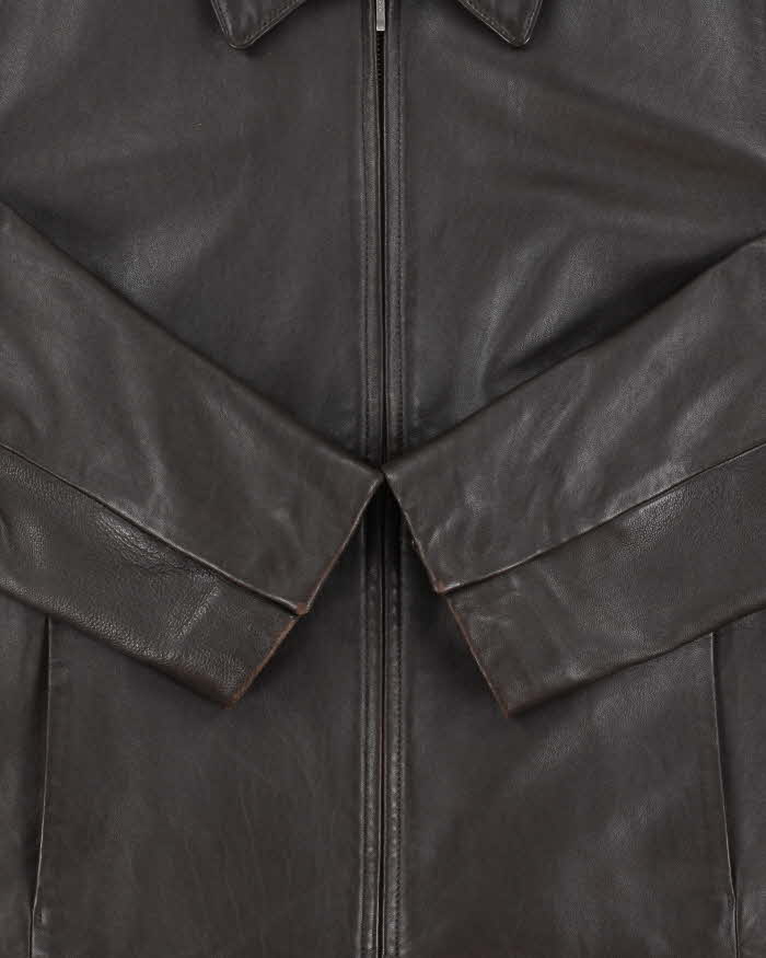 Vintage Y2K 00s Eddie Bauer Women's Chocolate Lambskin Leather Moto Jacket - L