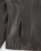 Vintage Y2K 00s Eddie Bauer Women's Chocolate Lambskin Leather Moto Jacket - L