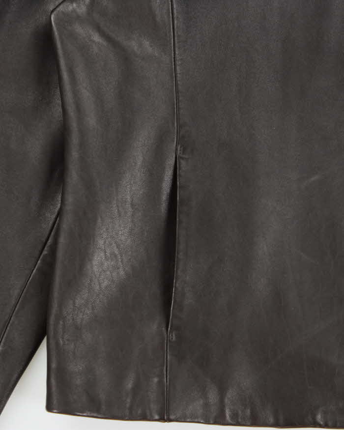 Vintage Y2K 00s Eddie Bauer Women's Chocolate Lambskin Leather Moto Jacket - L