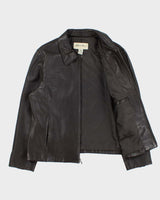 Vintage Y2K 00s Eddie Bauer Women's Chocolate Lambskin Leather Moto Jacket - L