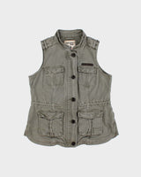 Vintage Y2K 00s Triple 5 Soul Khaki Canvas Women's Military Gilet - L