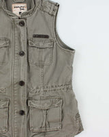 Vintage Y2K 00s Triple 5 Soul Khaki Canvas Women's Military Gilet - L