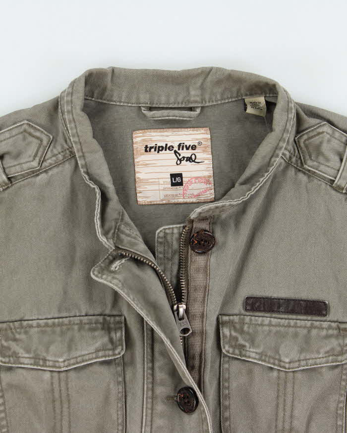 Vintage Y2K 00s Triple 5 Soul Khaki Canvas Women's Military Gilet - L