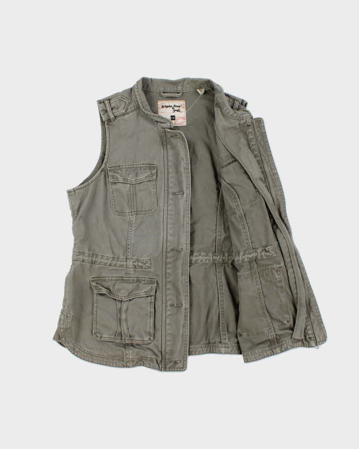 Vintage Y2K 00s Triple 5 Soul Khaki Canvas Women's Military Gilet - L
