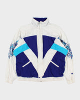 Vintage 1988 Adidas Originals Women's Patterned Colour-Block Soft Shell Windbreaker Jacket - M