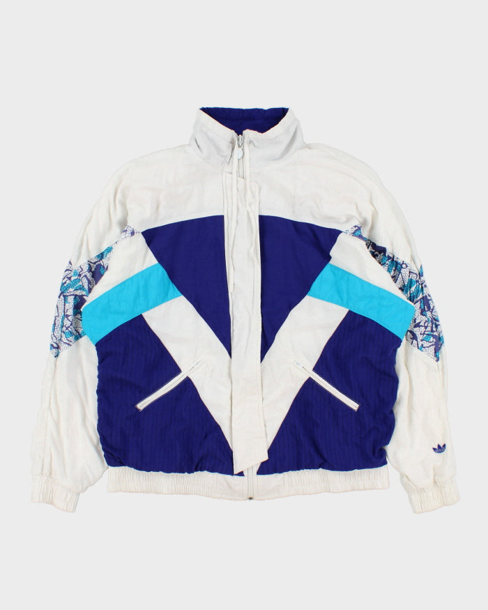 Vintage 1988 Adidas Originals Women's Patterned Colour-Block Soft Shell Windbreaker Jacket - M