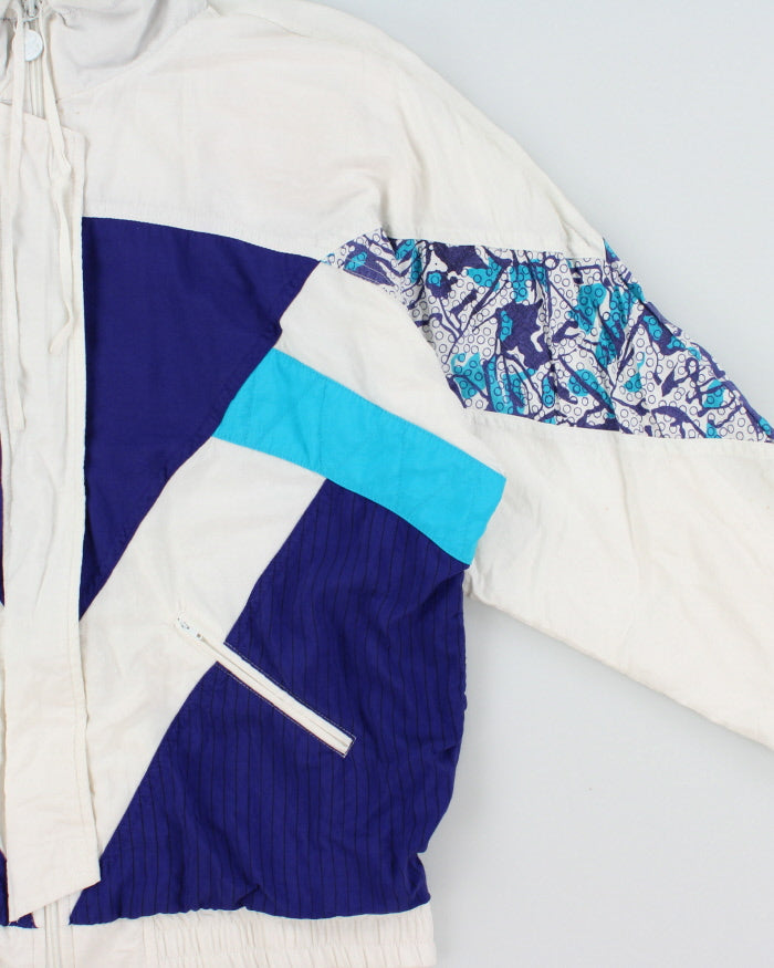 Vintage 1988 Adidas Originals Women's Patterned Colour-Block Soft Shell Windbreaker Jacket - M