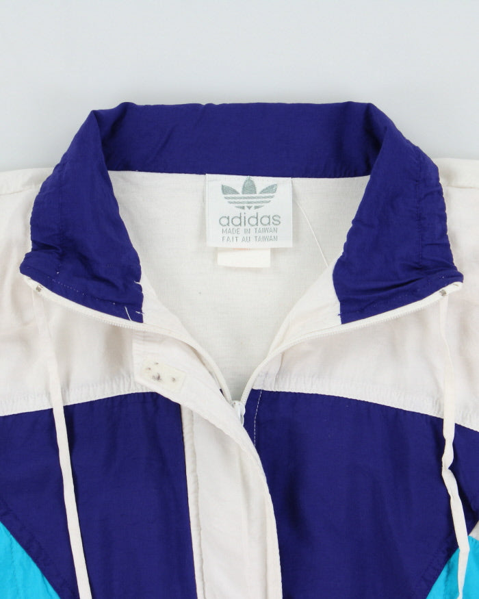 Vintage 1988 Adidas Originals Women's Patterned Colour-Block Soft Shell Windbreaker Jacket - M