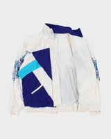 Vintage 1988 Adidas Originals Women's Patterned Colour-Block Soft Shell Windbreaker Jacket - M