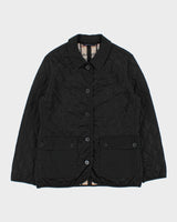 Vintage Y2K 00s Burberry Black Women's Nova Check Lined Canvas Detailed Diamond Quilted Jacket - S