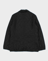 Vintage Y2K 00s Burberry Black Women's Nova Check Lined Canvas Detailed Diamond Quilted Jacket - S