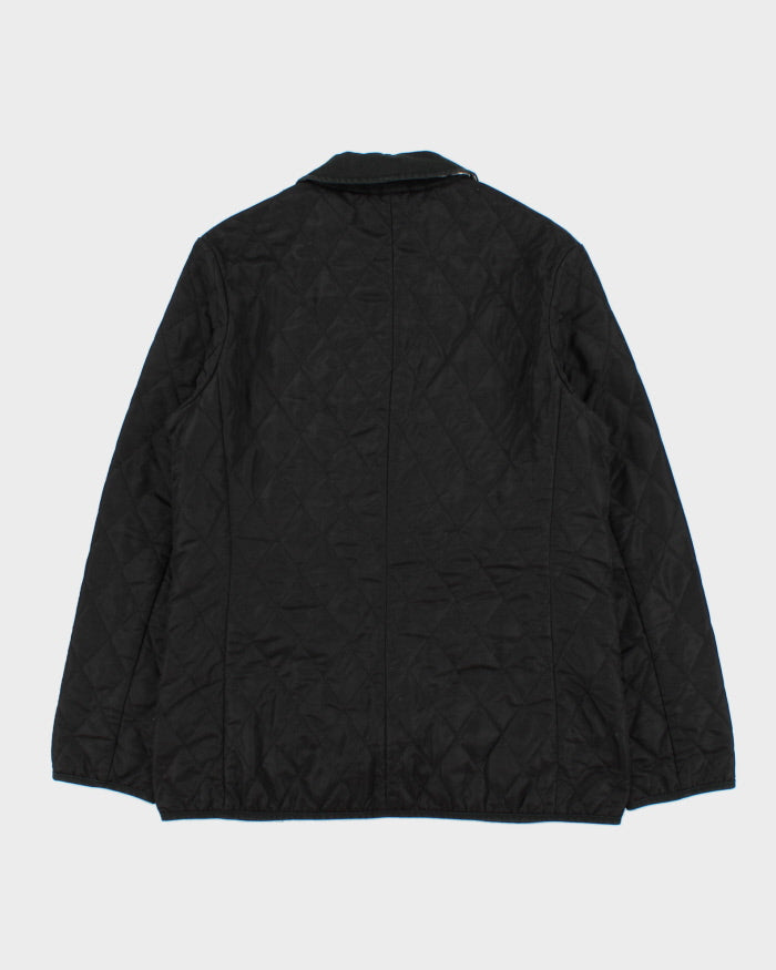 Vintage Y2K 00s Burberry Black Women's Nova Check Lined Canvas Detailed Diamond Quilted Jacket - S