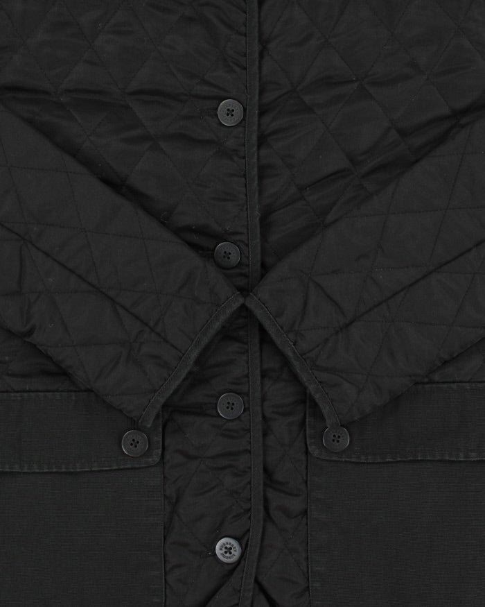 Vintage Y2K 00s Burberry Black Women's Nova Check Lined Canvas Detailed Diamond Quilted Jacket - S