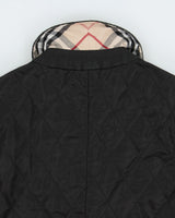 Vintage Y2K 00s Burberry Black Women's Nova Check Lined Canvas Detailed Diamond Quilted Jacket - S
